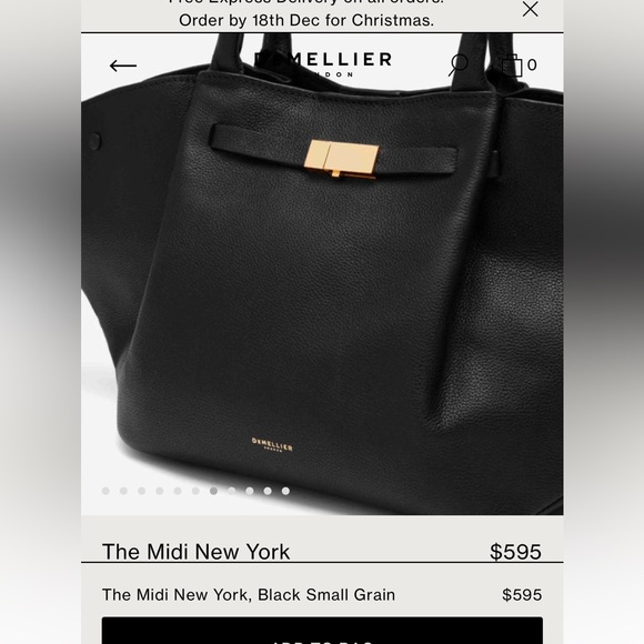 DeMellier The Midi New York Black Small Grain Leather Handbag - Picture 3 of 10